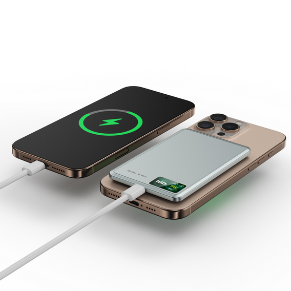 Blavec Power Bank 10000mAh BJ-03 Slim 13,5mm - Typ C - 22,5W, MagSafe 3w1 - szary