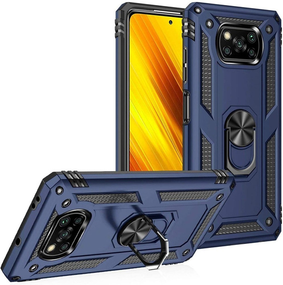 Etui pancerne do Xiaomi Poco X3 NFC, Nox Case Ring, niebieskie
