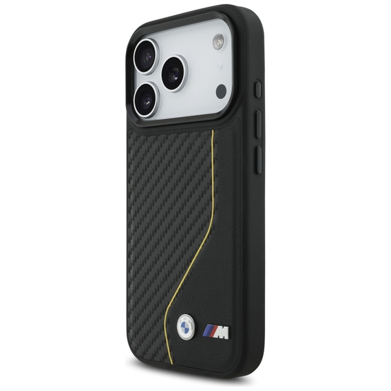 Oryginalne Etui BMW M Carbon Line & Logo MagSafe do iPhone 17 Pro – czarne / żółte