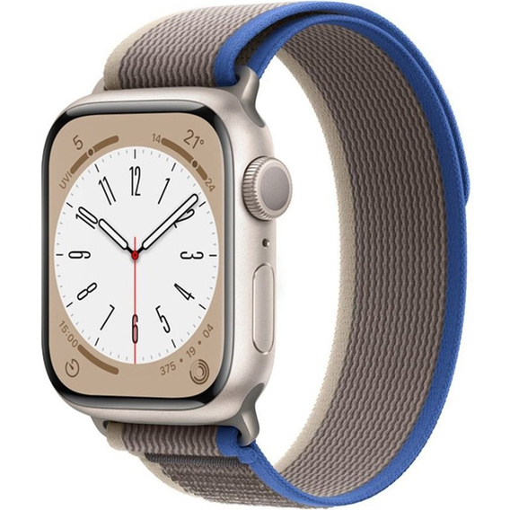 Pasek Nylonowy do Apple Watch 1/2/3/4/5/6/7/8/9/10/11/SE Ultra 1/2/3 42/44/45/46/49mm, Szary / Niebieski