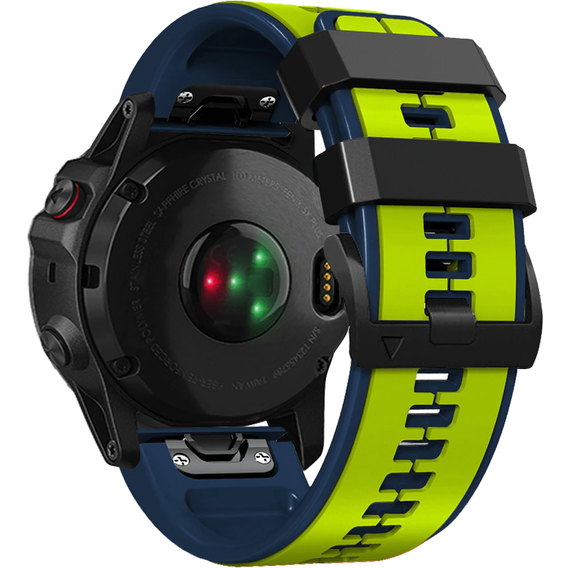 Pasek Silikonowy do Garmin Fenix 22mm, Limonkowy / Niebieski