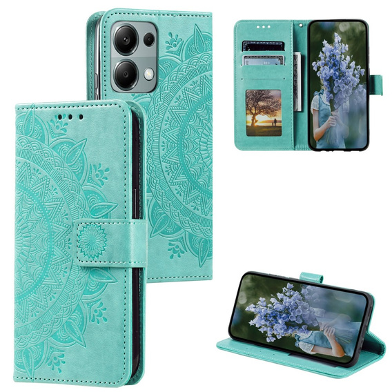 Etui z klapką do Xiaomi Redmi Note 13 Pro 4G / Redmi Note 14S / Poco M6 Pro 4G, Mandala Flower, zielone