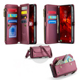 Etui CASEME do Samsung Galaxy S25 FE, RFID Leather Wallet, z paskiem na ramię, czerwone