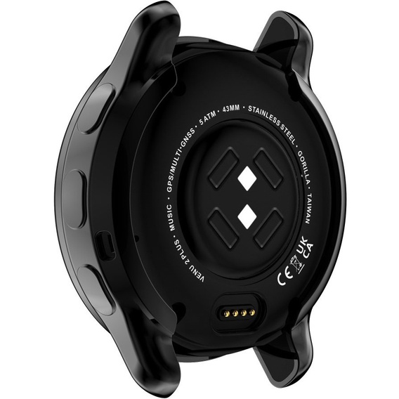 2w1 Etui z Osłoną Silikonową na ekran do Garmin Venu 2 Plus, Czarne