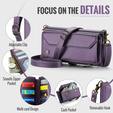 Etui CASEME do Samsung Galaxy S25 FE, RFID Leather Wallet, z paskiem na ramię, fioletowe