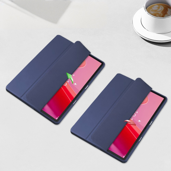 Etui z przezroczystym akrylowym tyłem i miejscem na rysik do Lenovo Tab M11 – granatowe