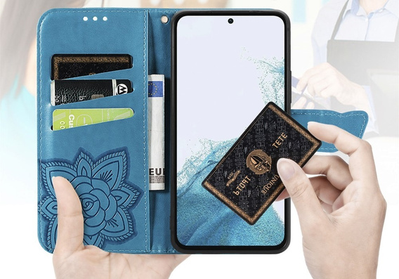 Etui z klapką do Samsung Galaxy A36 5G, Butterfly, niebieskie