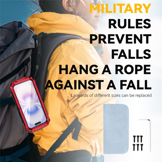 Etui R-JUST do iPhone 17 z wbudowaną ochroną ekranu - czerwone