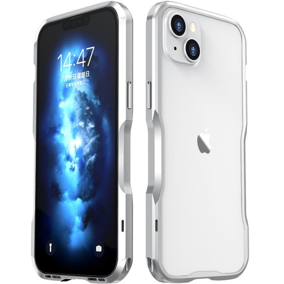 Etui LUPHIE do iPhone 14 Plus, Armor Bumper, srebrne