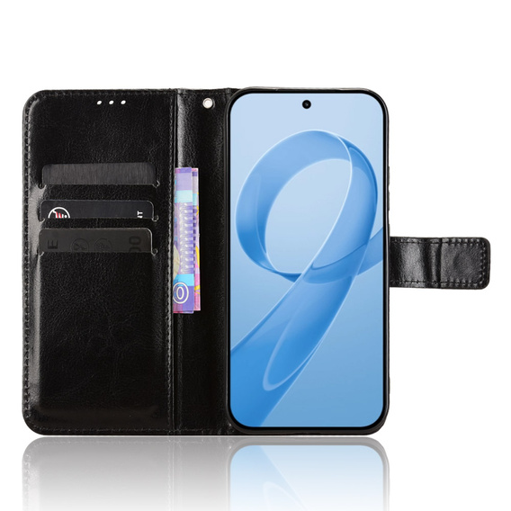 Etui z klapką do Xiaomi Poco F8 Pro, Crazy Horse Wallet, czarne