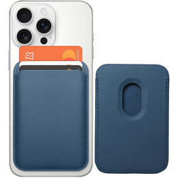 Portfel magnetyczny na karty do iPhone 12 / 13 / 14 / 15 / 16, Leather Mag Wallet, kompatybilny z MagSafe – niebieski