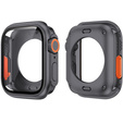 2w1 Pełne Etui + Szkło Hartowane do Apple Watch 7/8/9 41MM, Czarne/Pomarańczowe