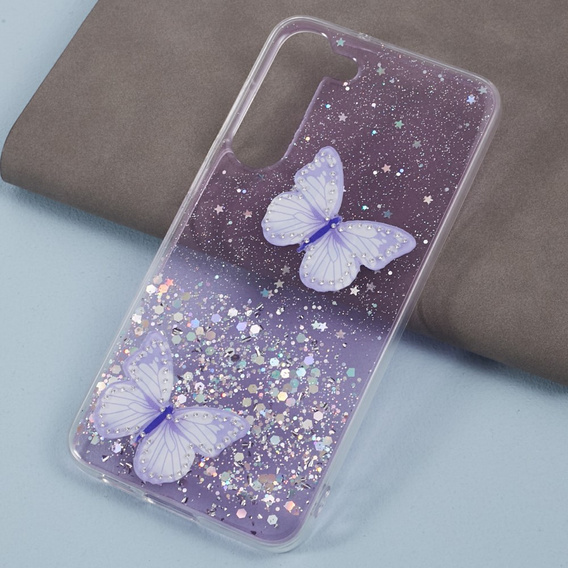 Etui do Samsung Galaxy S24, Glitter Butterfly, fioletowe