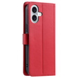 Etui z klapką do iPhone 16, Rhombus Crossbody Leather, czerwone