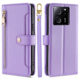Etui z klapką do Xiaomi 13T / 13T Pro / Redmi K60 Ultra, Wallet Zipper Pocket, fioletowe