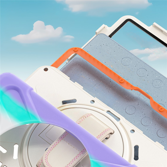 Pancerne etui do Lenovo Tab One 8,7", z podstawką i paskiem na ramię – wielokolorowe