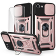 Etui pancerne do iPhone 16E, CamShield Slide, różowe + Szkło Hartowane 9H