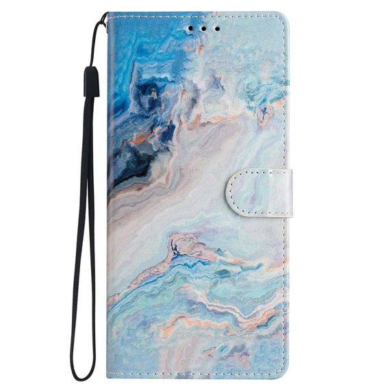 Etui z klapką do Samsung Galaxy A25 5G, Wallet Marble, niebieskie + szkło 9H