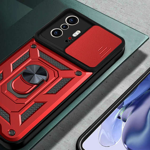 Etui pancerne do Xiaomi 11T / 11T Pro, CamShield Slide, czerwone