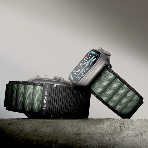 Pasek Spigen WBF1 Band do Apple Watch 1/2/3/4/5/6/7/8/9/10/11/SE/Ultra 1/2/3 42/44/45/46/49mm – Czarny / Zielony