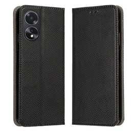Etui do Oppo A18 4G / A38 4G, Smart Magnet, Czarne + Szkło 9H
