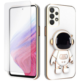 Zestaw Etui Electro do Samsung Galaxy A53 5G, Astronauta, Białe + szkło