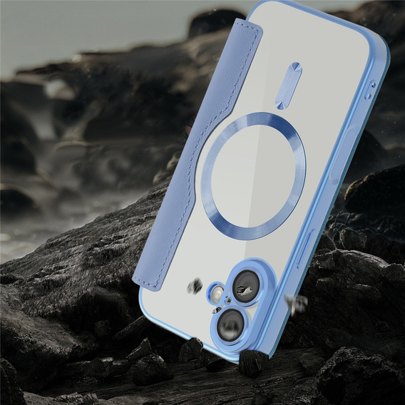 Etui z klapką do iPhone 17, RFID Wallet MagSafe z ochroną aparatu, niebieskie