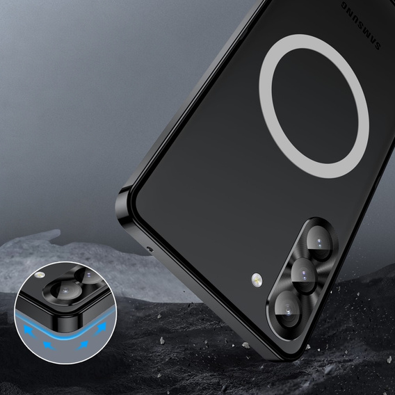 Etui z ochroną aparatu do Samsung Galaxy S23 FE, CamShield MagSafe, przezroczyste / czarne