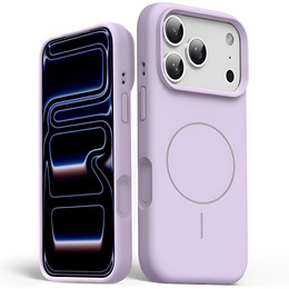 Etui silikonowe do iPhone 17 Pro Max - kompatybilne z MagSafe, antywstrząsowe, fioletowe