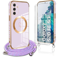 Etui do Samsung Galaxy S20 FE, Electro Heart MagSafe, fioletowe + Szkło na ekran + Smycz