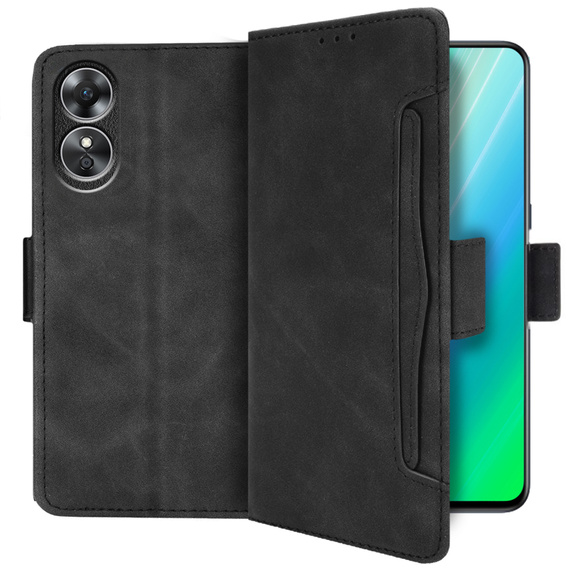 Etui z klapką do Oppo A78 4G, Card Slot, czarne