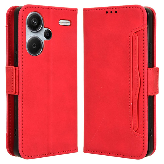 Etui z klapką do Xiaomi Redmi Note 13 Pro+, Card Slot, czerwone