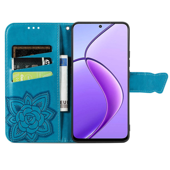 Etui z klapką do Realme 12, Butterfly, niebieskie