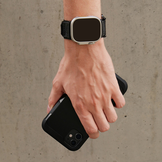 Pasek Nylonowy ERBORD MP84 do Apple Watch 1/2/3/4/5/6/7/8/9/10/11/SE Ultra 1/2/3 42/44/45/46/49mm, Czarny