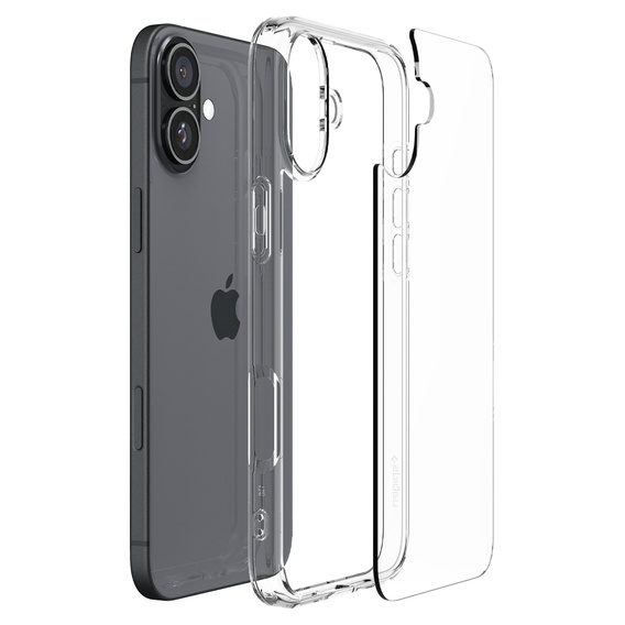 Etui Spigen do iPhone 16, Ultra Hybrid, przezroczyste + Szkło Hartowane 9H