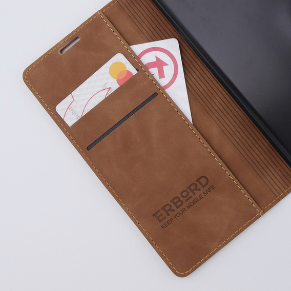 Etui do Xiaomi Redmi Note 12S, ERBORD Vintage portfel z klapką, brązowe