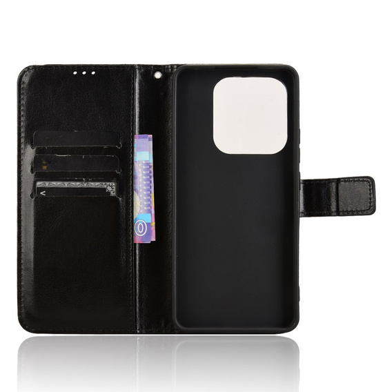 Etui z klapką do Xiaomi Redmi Note 14 5G, Crazy Horse Wallet, czarne