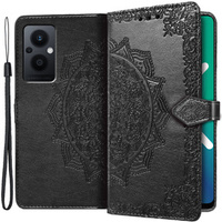 Etui z klapką do Oppo Reno7 Lite, Mandala, czarne