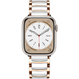 Bransoleta do Apple Watch 1/2/3/4/5/6/7/8/9/10/11/SE Ultra 1/2/3 42/44/45/46/49mm, Biała / Różowe złoto