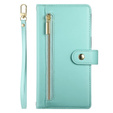 Etui z klapką do Oppo Reno 13F 5G, Wallet Zipper Pocket, miętowe