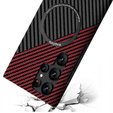 Etui do Samsung Galaxy S22 Ultra, Magsafe Slim Carbon, czarne / czerwone