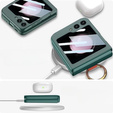 Etui GKK do Samsung Galaxy Z Flip7 FE / Z Flip6, Ring Holder, z paskiem, zielone
