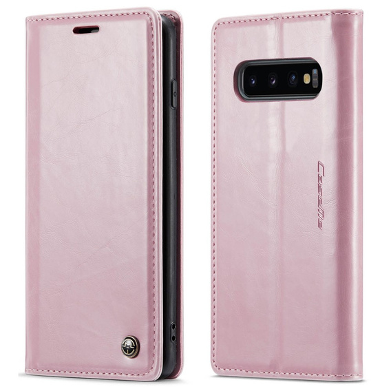 Etui z klapką CASEME do Samsung Galaxy S10+ Plus, Waxy Textured, różowe