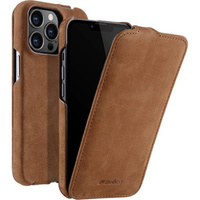 Etui MELKCO z klapką do iPhone 13 Pro, skórzane, flip, kawowe