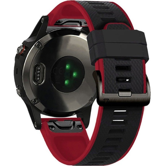 Pasek Silikonowy Quickfit 22mm do Garmin, Czarny / Czerwony