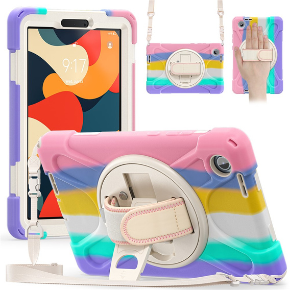 Pancerne etui do Lenovo Tab One 8,7", z podstawką i paskiem na ramię – wielokolorowe