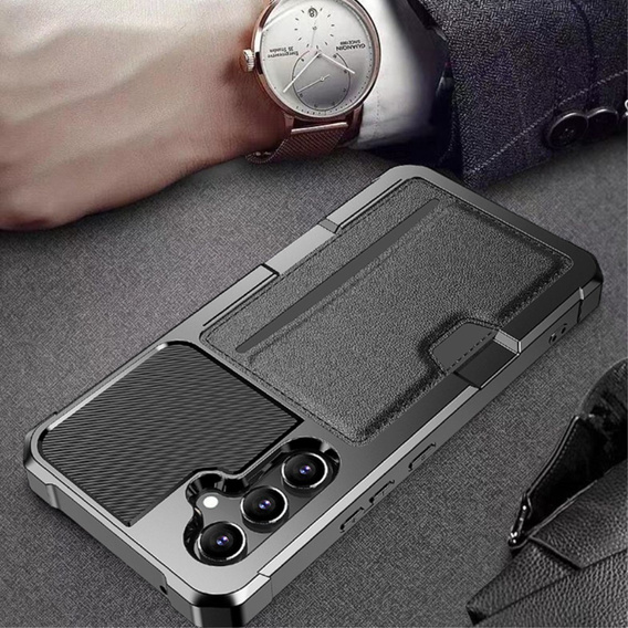 Etui do Samsung Galaxy A55 5G, Card Holder Kickstand, czarne