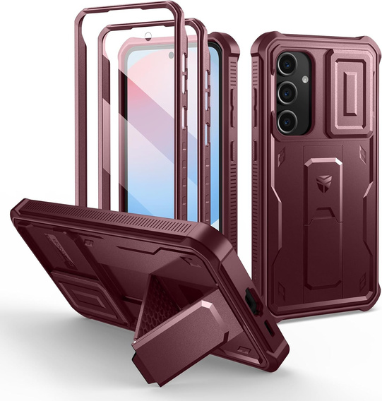 Etui pancerne do Samsung Galaxy S24 FE, Dexnor Full Body (Two Frames), czerwone