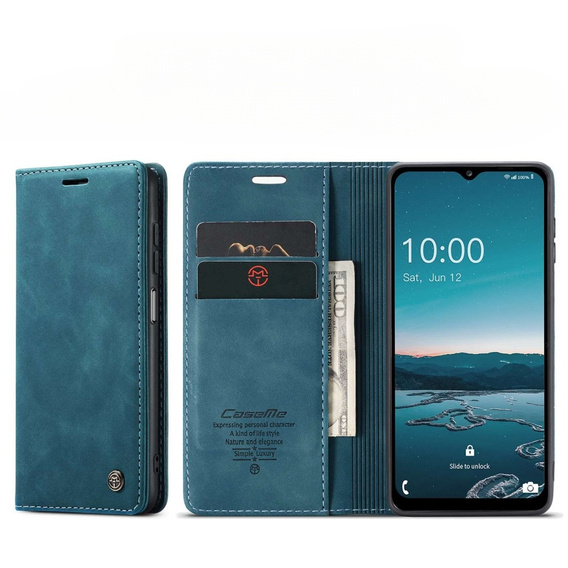 Etui CASEME do Samsung Galaxy M33 5G, Leather Wallet Case, niebieskie