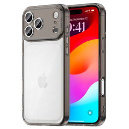 Etui do iPhone 17 Pro Max, silikonowe z twardym tyłem, przydymione czarne